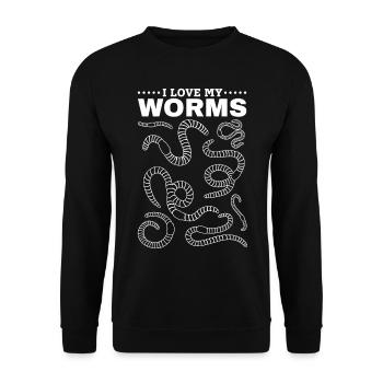 Worms Farmer Compost Worms Worm Farm I love - Unisex Sweatshirt - black - Front - Alina (178cm) & Michal (187cm)