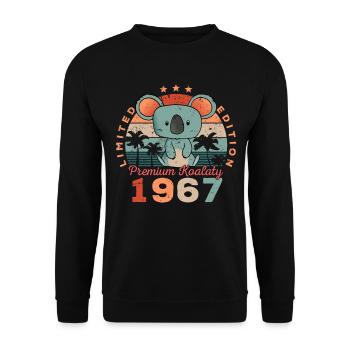 Année de naissance 1967 Anniversaire Koala Koala Bear - Sweat-shirt Unisexe - noir - Devant - Alina (178cm) & Michal (187cm)