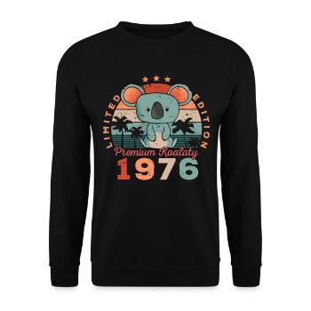 Geburtsjahr 1976 Geburtstag Koala Koalabär - Unisex Pullover - Schwarz - Vorne - Alina (178cm) & Michal (187cm)