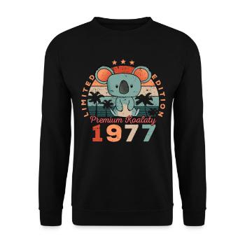 Year of birth 1977 Birthday Koala Koala Bear - Unisex Sweatshirt - black - Front - Alina (178cm) & Michal (187cm)