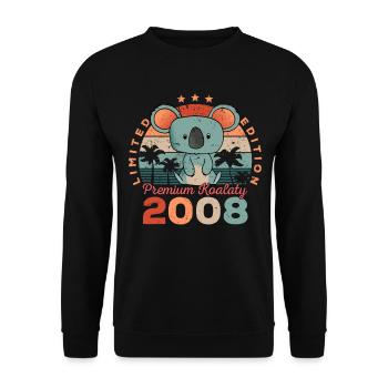 Year of birth 2008 Birthday Koala Koala Bear - Unisex Sweatshirt - black - Front - Alina (178cm) & Michal (187cm)