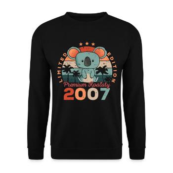 Année de naissance 2007 Anniversaire Koala Koala Bear - Sweat-shirt Unisexe - noir - Devant - Alina (178cm) & Michal (187cm)