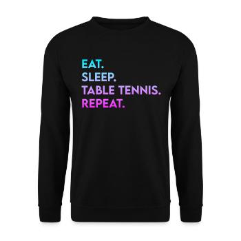 manger dormir tennis de table répéter - Sweat-shirt Unisexe - noir - Devant - Alina (178cm) & Michal (187cm)