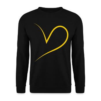 Simpeles Halbes Gelbes Herz - Unisex Pullover - Schwarz - Vorne - Alina (178cm) & Michal (187cm)
