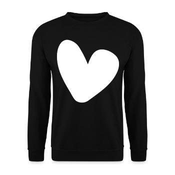 Weisses Herz Einfaches Design - Unisex Pullover - Schwarz - Vorne - Alina (178cm) & Michal (187cm)