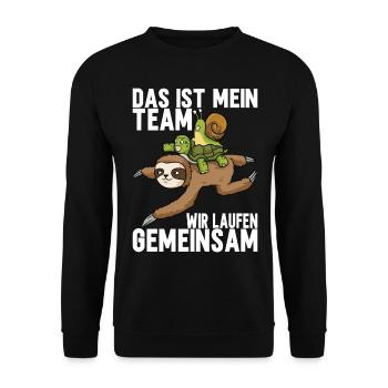 Joggen Sport Lustiger Spruch - Unisex Pullover - Schwarz - Vorne - Alina (178cm) & Michal (187cm)
