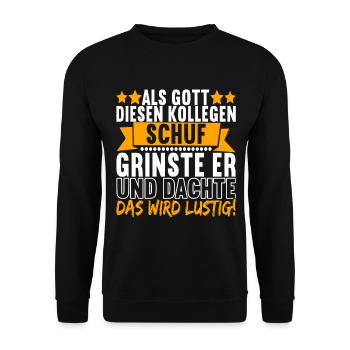 Abschiedsgeschenk Jobwechsel Kollege - Unisex Pullover - Schwarz - Vorne - Alina (178cm) & Michal (187cm)