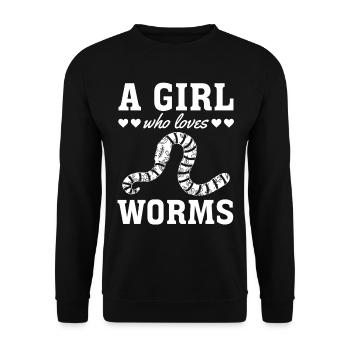 Nettes Wurmmädchen Ich Ein Mädchen, das Würmer - Unisex Pullover - Schwarz - Vorne - Alina (178cm) & Michal (187cm)