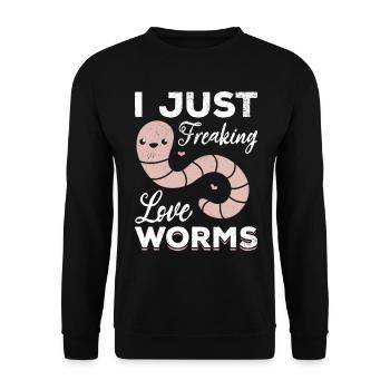 Netter Wurmliebhaber Ich liebe nur verdammte - Unisex Pullover - Schwarz - Vorne - Alina (178cm) & Michal (187cm)