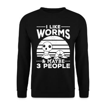 Nice worm I like worms & maybe 3 people - Unisex Sweatshirt - black - Front - Alina (178cm) & Michal (187cm)