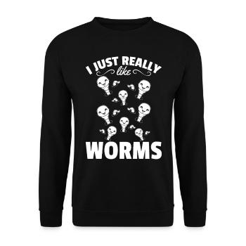Happy Worm Compost Worm Lover I like worms - Unisex Sweatshirt - black - Front - Alina (178cm) & Michal (187cm)