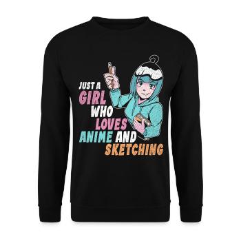 Vintage Just A Girl Who Loves Anime And Sketching - Unisex Sweatshirt - black - Front - Alina (178cm) & Michal (187cm)