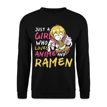 Just A Girl Who Loves Anime And Frame - Unisex Sweatshirt - black - Front - Alina (178cm) & Michal (187cm)