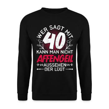 Vintage Vierzigster Geburtstag 40 Geschenk Damen - Unisex Pullover - Schwarz - Vorne - Alina (178cm) & Michal (187cm)