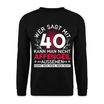 Geschenk Damen Vierzigster Geburtstag 40 - Unisex Pullover - Schwarz - Vorne - Alina (178cm) & Michal (187cm)