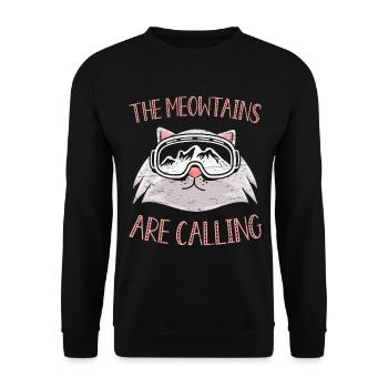 Die Meowtains nennen Wintersportler Snowboarder - Unisex Pullover - Schwarz - Vorne - Alina (178cm) & Michal (187cm)