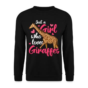 Just A Girl Who Loves Giraffes - Unisex Pullover - Schwarz - Vorne - Alina (178cm) & Michal (187cm)