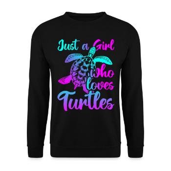 Just A Girk Who Loves Turtles - Unisex Pullover - Schwarz - Vorne - Alina (178cm) & Michal (187cm)