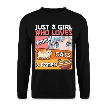 Just A Girl Who Loves Anime Cats And Frame - Unisex Sweatshirt - black - Front - Alina (178cm) & Michal (187cm)