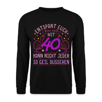 Vintage Geschenk Damen Vierzigster Geburtstag 40 - Unisex Pullover - Schwarz - Vorne - Alina (178cm) & Michal (187cm)