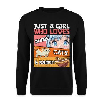 Just A Girl Who Loves Anime Cats And Frame - Unisex Sweatshirt - black - Front - Alina (178cm) & Michal (187cm)