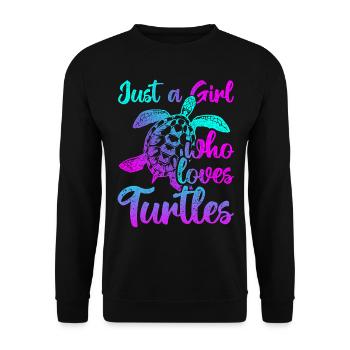 Vintage Just A Girk Who Loves Turtles - Unisex Pullover - Schwarz - Vorne - Alina (178cm) & Michal (187cm)