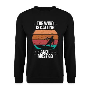 Kiteboarding Vintage The Wind is Calling I must go - Unisex Sweatshirt - black - Front - Alina (178cm) & Michal (187cm)