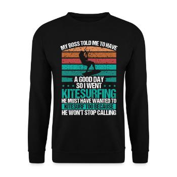 Kitesurfer Vintage Humor Funny Kitesurfing Retro - Unisex Sweatshirt - black - Front - Alina (178cm) & Michal (187cm)
