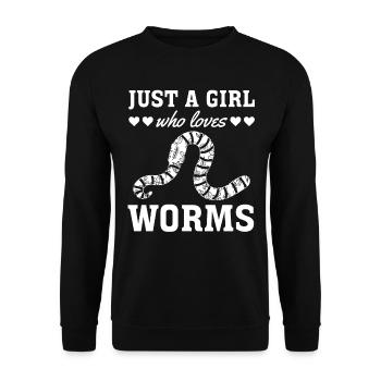 Cute Worm Lover Girl - Just a girl who worms - Unisex Sweatshirt - black - Front - Alina (178cm) & Michal (187cm)