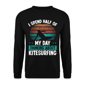 Kitesurf Vintage Penser au Kitesurf - Sweat-shirt Unisexe - noir - Devant - Alina (178cm) & Michal (187cm)
