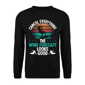 Kitesurf Vintage Wind Forecast Kitesurf - Sweat-shirt Unisexe - noir - Devant - Alina (178cm) & Michal (187cm)