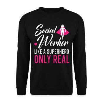 Travailleur social comme un super-héros mais un vrai métier - Sweat-shirt Unisexe - noir - Devant - Alina (178cm) & Michal (187cm)