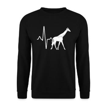 Giraffe Herzschlag - Unisex Pullover - Schwarz - Vorne - Alina (178cm) & Michal (187cm)