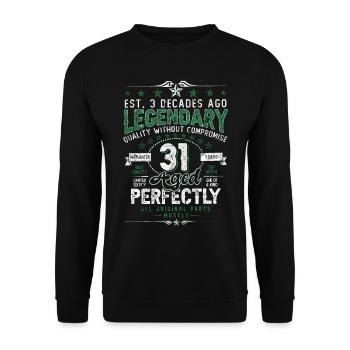 Vintage Legendary - Aged perfectly 31st birthday - Unisex Sweatshirt - black - Front - Alina (178cm) & Michal (187cm)