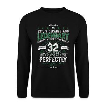 Vintage Légendaire - Vieilli parfaitement 32ème anniversaire - Sweat-shirt Unisexe - noir - Devant - Alina (178cm) & Michal (187cm)