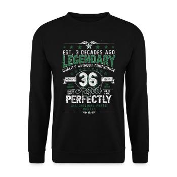 Vintage Légendaire - Vieilli parfaitement 36ème anniversaire - Sweat-shirt Unisexe - noir - Devant - Alina (178cm) & Michal (187cm)