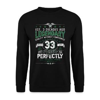 Vintage Legendary - Aged perfectly 33. Geburtstag - Unisex Pullover - Schwarz - Vorne - Alina (178cm) & Michal (187cm)