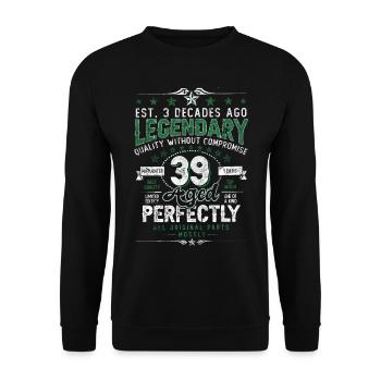 Vintage Légendaire - Vieilli parfaitement 39ème anniversaire - Sweat-shirt Unisexe - noir - Devant - Alina (178cm) & Michal (187cm)