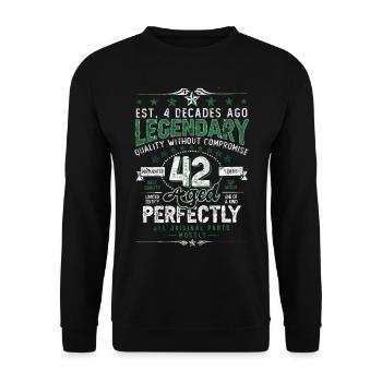 Vintage Légendaire - Vieilli parfaitement 42ème anniversaire - Sweat-shirt Unisexe - noir - Devant - Alina (178cm) & Michal (187cm)