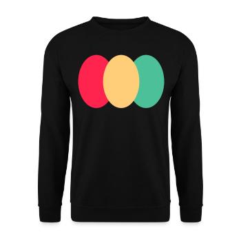 Trois Ovales - Rouge - Jaune - Vert - Sweat-shirt Unisexe - noir - Devant - Alina (178cm) & Michal (187cm)