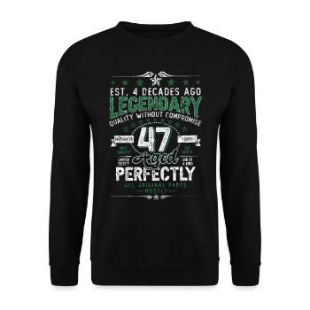 Vintage Légendaire - Vieilli parfaitement 47ème anniversaire - Sweat-shirt Unisexe - noir - Devant - Alina (178cm) & Michal (187cm)