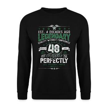 Vintage Légendaire - Vieilli parfaitement 48ème anniversaire - Sweat-shirt Unisexe - noir - Devant - Alina (178cm) & Michal (187cm)