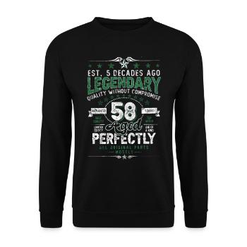 Vintage Légendaire - Vieilli parfaitement 58ème anniversaire - Sweat-shirt Unisexe - noir - Devant - Alina (178cm) & Michal (187cm)