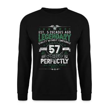 Vintage Légendaire - Vieilli parfaitement 57ème anniversaire - Sweat-shirt Unisexe - noir - Devant - Alina (178cm) & Michal (187cm)