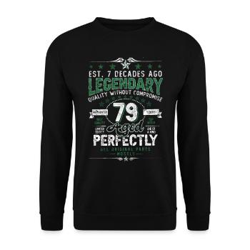 Vintage Legendary - Aged perfectly 79. Geburtstag - Unisex Pullover - Schwarz - Vorne - Alina (178cm) & Michal (187cm)