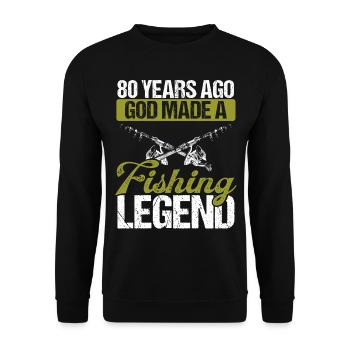 80 Year Old Fishing Legend Rod 80 Fisherman - Unisex Sweatshirt - black - Front - Alina (178cm) & Michal (187cm)