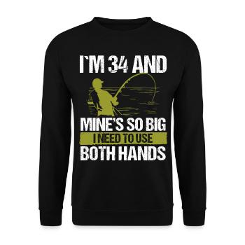 34 Year Old Fishing Lure Fisherman Rod Funny 34 - Unisex Sweatshirt - black - Front - Alina (178cm) & Michal (187cm)