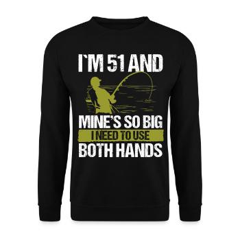 Leurre de pêche de 51 ans Canne de pêcheur Drôle 51 - Sweat-shirt Unisexe - noir - Devant - Alina (178cm) & Michal (187cm)