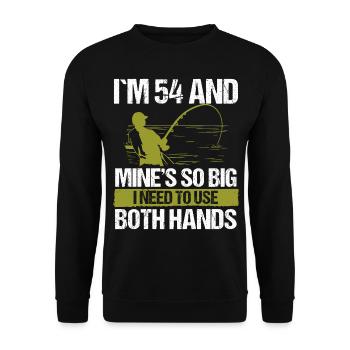 Leurre de pêche de 54 ans Canne de pêcheur Drôle 54 - Sweat-shirt Unisexe - noir - Devant - Alina (178cm) & Michal (187cm)