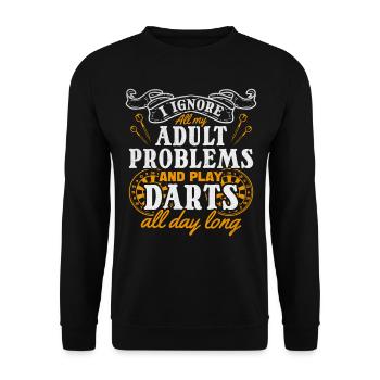 Dartspiel Ich ignoriere alle meine Probleme mit - Unisex Pullover - Schwarz - Vorne - Alina (178cm) & Michal (187cm)